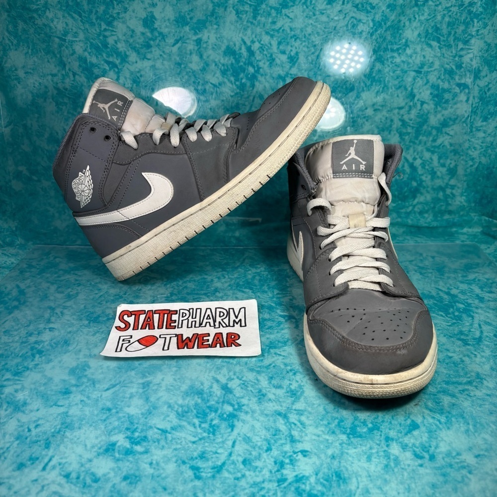 Nike Air Jordan 1 Mid Top Cool Gray Men’s Leather  Athletic Shoes Size 8